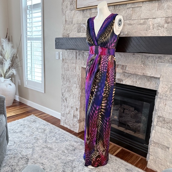 Boston Proper Snake Print Maxi Dress Size 8 Purple Pink Bodycon - Picture 2 of 10